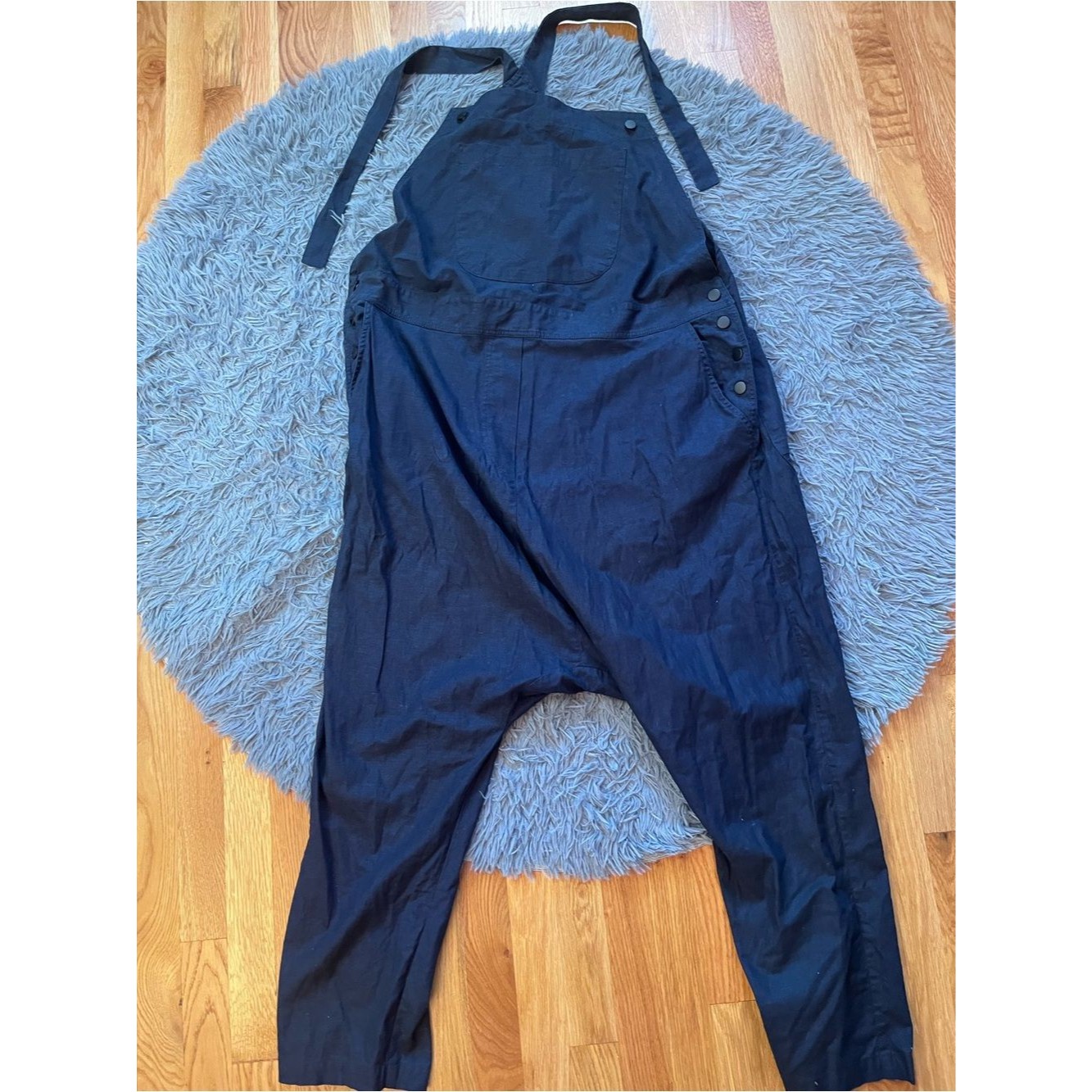 Aakasha Navy Linen Drop Crotch Overall 100% Linen Overalls Jumpsuit Size 3x — image 2 of 8
